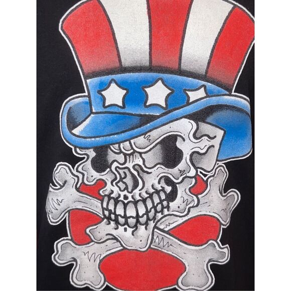 Gildan Sek Apparel USA Top Hat Skull T Shirt Size Large #62 - Picture 2 of 6